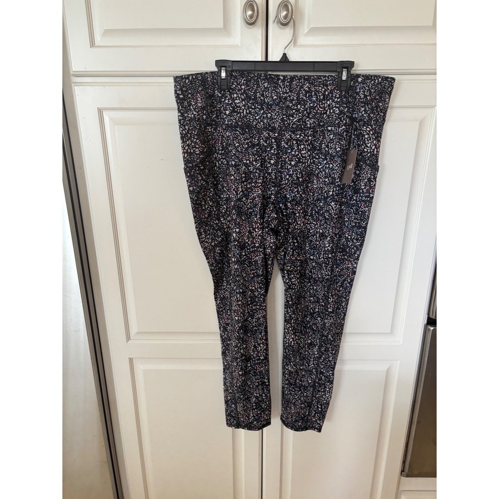 J. Jill Fit Performance High Rise Leggings 2X NWT Black Multi Paisley Print